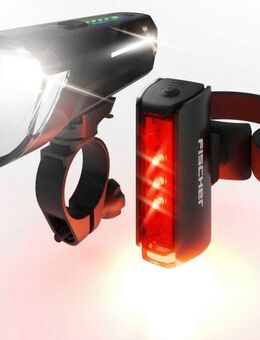 FISCHER Fahrrad Fahrradbeleuchtung LED-Akku-Bel. Set PLUS 110 + TWIN STOP