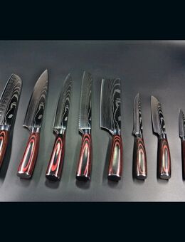 8 Edelstahl - Küchenmesser mit Damastmuster | Pakkaholz - Messergriff | Gratis-Versand | 30Tage Rückgabe-Garantie - Sinsheim