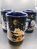3 Stück Glühwein Tasse Weihnachtsbecher Weihnacht blau 0,2l 11cm Hoch 7cm Breit in 45259