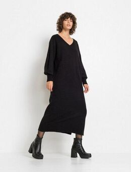 bonprix Strickkleid Oversized Strickkleid in Midilänge mit Ballonärmeln und V-Ausschnitt