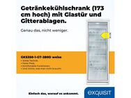 exquisit Getränkekühlschrank GKS350-1-GT-280D weiss, 173 cm hoch, 60 cm breit, 320 L Volumen, Getränkekühlschrank mit Glastür, LED