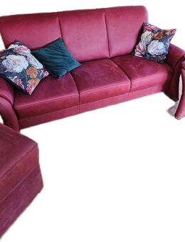 Sofa, 4-teilig Couch-Garnitur, Federkern, Mikrofaser, hochwertig, sehr gut erhalten, rot - Feldafing
