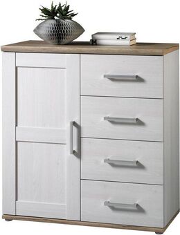 HBZ Kommode Romance im Landhaustil, BxHxT 93x99x45 cm, Schrank mit 1 Tür, 4 Schubkästen und 2 Einlegeböden