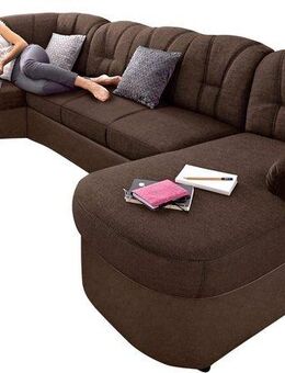 DOMO collection Wohnlandschaft Flores auch in Leder-Bezug, B/T/H: 293/180/86 cm, U-Form, 3 Teile, wahlweise mit Bettfunktion, wahlweise mit Federkern