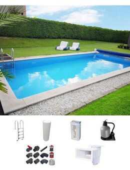 KWAD Rechteckpool mit Edelstahlleiter (Set), in verschiedenen Größen, mit Foliensack 0,6mm