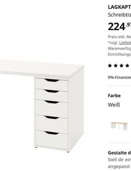 LAGKAPTEN / ALEX Schreibtisch – Grau/Weiß, 200x60 cm - Trier