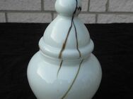Glas Deckelvase Dose Vase mit Deckel weiß mit Dekor 7,- - Flensburg