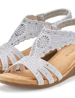 LASCANA Sommerschuh Sandalette Sandale, Sommerschuh mit Glitzerdetails und elastischem Riemchen