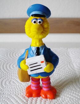Sesamstrasse-J.Henson Figur-Bibo-Postbote,Gummi,ca. 10 cm,Rar - Linnich