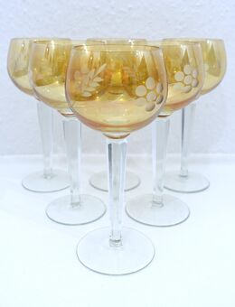 6x Weinglas | Weinkelch, gold, retro, DDR - Dresden