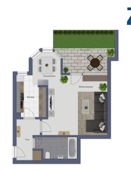 Nachmieter/in für Singlewohnung mit eigener Terrasse gesucht ! - Remscheid