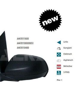 AUSSENSPIEGEL LINKS ELEK BEH ASPH MERCEDES VITO W447 A4478111600 - Dortmund Wickede