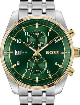BOSS Chronograph SKYTRAVELLER 1514195, Quarzuhr, Herrenuhr, Armbanduhr, Stoppfunktion, Edelstahlarmband