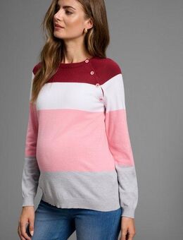 Neun Monate Umstandspullover Ringel-Pullover für Schwangerschaft und Stillzeit Umstands-Pullover mit praktischer Öffnung