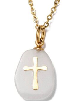 Firetti Kette mit Anhänger Schmuck Geschenk Kreuz, Made in Germany - mit Rosenquarz, Quarz oder Amethyst