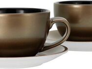 CreaTable Cappuccinotasse Golden Days, Steinzeug, 4-teilig, inkl. Untertasse