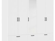rauch Drehtürenschrank Kleiderschrank Schrank Garderobe Wäscheschrank BARI mit Spiegel mit Schubkästen und modernem Griff in Graumetallic MADE IN GERMANY