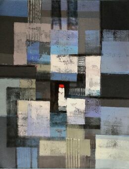 Großes neues BALI-Gemälde (110x130cm), Komposition mit rotem Viereck!!!! - Berlin