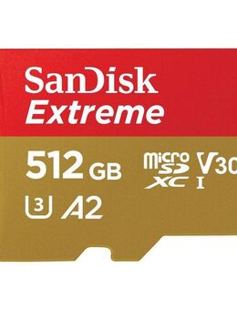 Sandisk microSDXC Extreme Speicherkarte (512 GB, Video Speed Class 30 (V30)/UHS Speed Class 3 (U3)