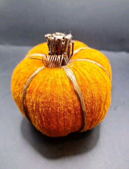 Kürbis Stoff und Holz Deko Halloween Kürbiskopf ca. 7x7cm Basteln Herbst - Essen