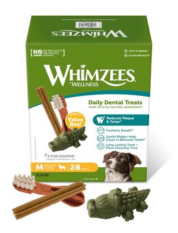 Whimzees by Wellness Hundesnack zum Sonderpreis! - Mixbox - Größe M: für mittelgroße Hunde (12 - 18 kg, 28 Stück)
