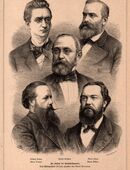 Grafik ; Die Führer der Fortschrittspartei ., von Adolf Neumann , Blatt 29,5cm x 21cm , M7 in 02828