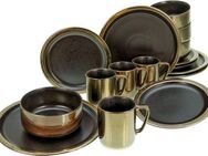 CreaTable Kombiservice Modern Industrial (16-tlg), 4 Personen, Steinzeug, Service, Spezialglasur, glänzende Sprenkel, 16 Teile, für 4 Personen