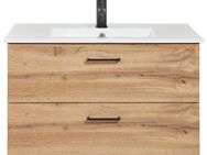 welltime Waschtisch Trento Badezimmerschrank mit Becken Bestseller, Badmöbel in Breite 80 cm, Waschplatz mit 2 Schubladen, Badschrank