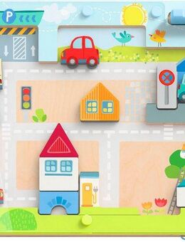 Haba Spiel Vario Stadt mit Magnetstift und magnetischen Motivplättchen, Magnetspiel