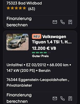 VW Tiguan , 1.Hand , NICHTRAUCHER Fzg., - Eggenstein-Leopoldshafen