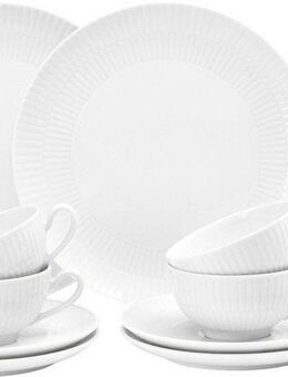 Seltmann Weiden Teeservice Geschirr-Set, 18 Teile, Amina, groß (18-tlg), 6 Personen, Porzellan, Tassen, Untertassen, Teller, Made in Germany, 18 Teile, für 6 Personen