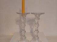 2er Set Kerzenständer Glas, edler Schliff, 29,5cm hoch 11cm Durchmesser - Essen