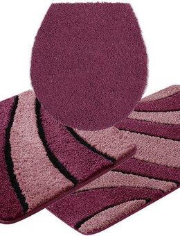 my home Badematte Anna, Badvorleger, Badezimmer Teppich, Höhe 16 mm, rutschhemmend beschichtet, fußbodenheizungsgeeignet, schnell trocknend, Polyester, rechteckig, 3tlg Set Hänge WC, Badteppich, Hoch Tief Effekt, Modern, Weich, Wellen