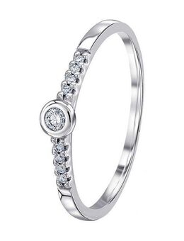 ONE ELEMENT Diamantring 0.1 ct Diamant Brillant Memoire mit Center Ring aus 585 Weißgold, Damen Gold Schmuck Memoire mit Center