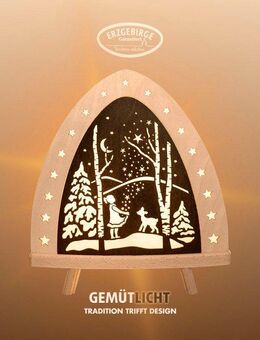 Weigla Lichterbogen LED Sterntaler, Dekolampe aus Holz, Märchen, NATUR-BRAUN (1-tlg), Erzgebirge garantiert, Weihnachtsdeko Innen, Weihnachtsbeleuchtung