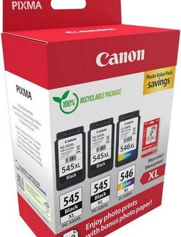 Canon PG-545XLx2/CL-546X Photo Value Pack Tintenpatrone (Packung, 3-tlg)
