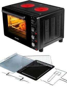 Hanseatic Multiofen HMO287BKB mit 2 Glaskeramik-Kochfeldern, Ober/Unterhitze/Umluft, 28L Garraum, Grillspieß