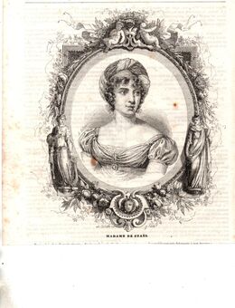 Alte Grafik : Madame de Stael , 1766 - 1817 , französische Schriftstellerin , Blattgröße 23cm x 21cm , M400 - Görlitz