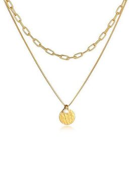 Elli Premium Gliederkette Layer Plättchen Layer Figaro 2-lagig 925 Silber
