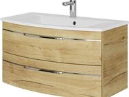Saphir Waschtisch Serie 7045 Mineralmarmor-Waschtisch und Unterschrank, 91 cm breit, Waschplatz mit 2 Schubladen, Badmöbel Set mit Waschtisch