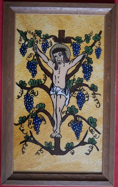Hinterglasmalerei , Christus am Rebenkreuz , Langenlois Nieder- Österreich - Görlitz