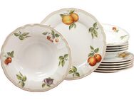 CreaTable Tafelservice Teller Set, Geschirr-Set Flora Orchard (12-tlg), 6 Personen, Porzellan, Service, Früchtedekor, 12 Teile, für 6 Personen