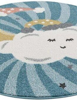 Carpet City Kinderteppich Anime9380, rund, Höhe: 11 mm, Teppich Mond, Wolken, Sterne, Weicher Flor