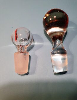 2 alte Glas-Bleikristall Karaffen-Flaschenverschlüsse - Bedburg