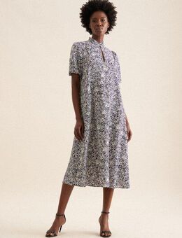 seidensticker Sommerkleid Schwarze Rose Kurzarm Rundhals Floral