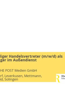 Selbstständiger Handelsvertreter (m/w/d) als Sales-Manager im Außendienst - Leverkusen