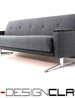 wie neu! 1960er Mid Century Chromkufen Sofa Vintage Daybed Klappfunktion Lederarmlehnen restauriert - Hamminkeln Zentrum