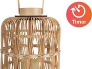 näve LED Dekolicht Korbinian, Timerfunktion, Leuchtmittel wechselbar, Warmweiß, Rattankorb natur mit Griff inkl. 1x LED-Kerze warmweiß, Timer, IP20