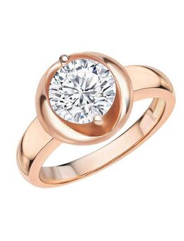Zeeme Fingerring Silber 925 rosé-vergoldet mit weiße Zirkonia-Stein 8mm