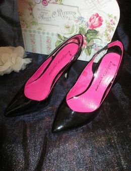 NEU * Echt * Lack- Leder * High Heels * Slingbacks * Sling- Pumps * Schuhe "Ladystar * Daniela Katzenberger" Gr. 36- 37/ 3- 4 * schwarz * Gothic * 10 cm * - Riedlingen